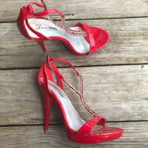 Red crystal heels